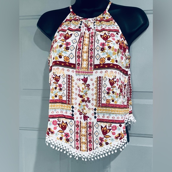 HM COACHELLA OFFICIAL COLLECTION Women's Tank Top Size 6 Keyhole Back Floral - Picture 9 of 9